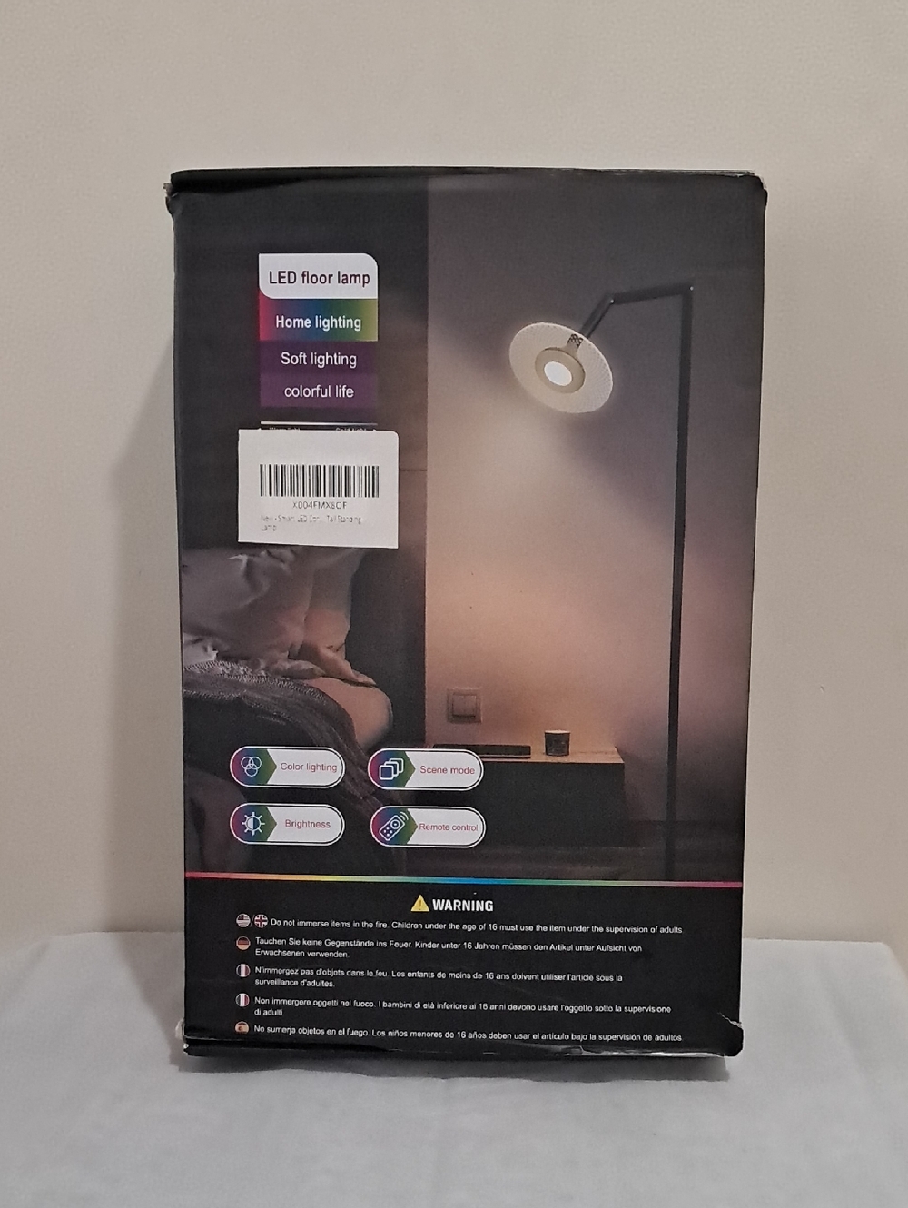 LED Floor Lamp with Color Lighting - Black